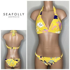 New. Seafolly Florence gold floral bikini. US 6. Retails $169
